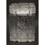 A 20thC cut glass toilet / dressing table jar and cover of squared form 5" high  CONDITION: Please