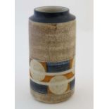 A late 1970's Troika shouldered cylinder vase decorated by Simone Kilburn. Signed under. 8'' high