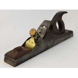 Vintage hand tool : An rosewood steel and brass wood working plane marked ' B.O. Co  with two