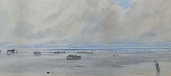 Charles S. Mottram XIX-XX Cornish?,
Watercolour,
Coastal scene with figures gathering seaweed on a - Image 7 of 8