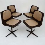 Vintage Retro : a set of 4 British Steelux London 11-16 GLC size D designed pedestal chairs with