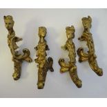 4 French 19thC ormolu Rococo furniture mounts / adornments ( Louis XVI style)  each 3 7/8" long