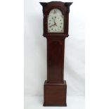 Longcase clock : ' B. Gurden , Daventry ' ( c.1820 ) a 12" painted breakarch painted dial, oak cased