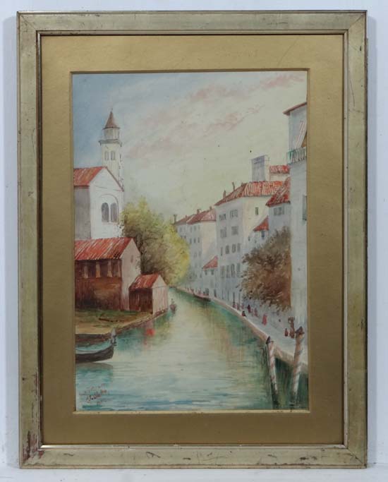 AT Blake 1907,
Watercolour and gouache,
San Frarato? Venice,
Signed, dated and indistinctly titled