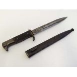 Mlitaria : A mid 20thC Mauser K98 bayonet , the 7 5/8" double fullered and grooved blade stamped ' P