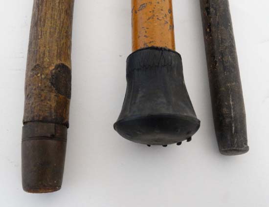 A Victorian mallacca cane with antler handle and embossed brass collar together with a swagger stick - Image 2 of 3