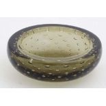 Whitefriars : a Geoffry Baxter designer Glass bowl with pewter colour and air inclusions and