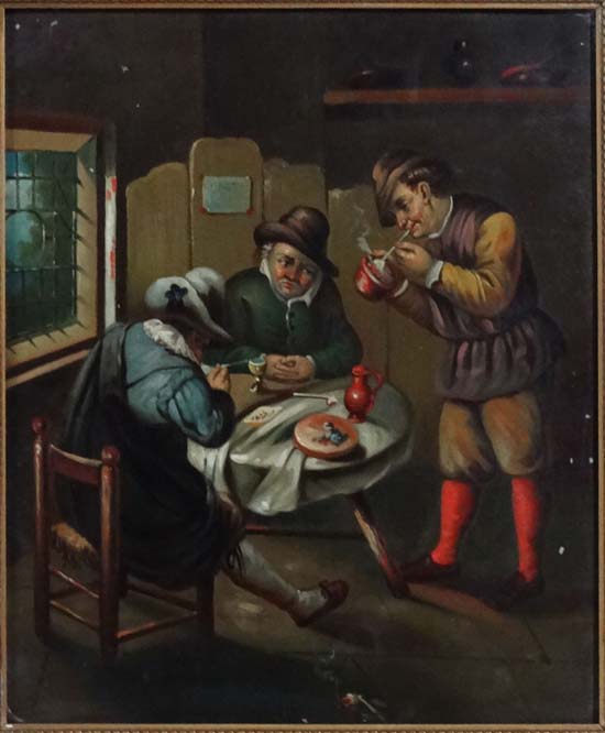 Early 19thC Dutch School,
Oil on tin,
Figures smoking clay pipes in an interior.
9 7/8 x 8" - Image 2 of 3