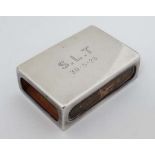 A silver match box / vesta cover hallmarked London 1922 maker HW. 21/4" x 1 1/2" x 3/4" CONDITION: