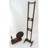 2 unusual wooden wool winders, one hand cranked, the other oak floor standing. The larger 42"