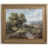 XX Continental School,
Oil on canvas board,
An extensive landscape.
19 1/3 x 23 1/2"
 CONDITION: