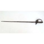 Militaria : An early 20thC British Army Officer's sword, 32" single - fullered steel blade with