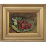 John W Robson XIX,
Oil on canvas,
' Strawberries ',
Signed lower left, bears ' Exhibition of Works