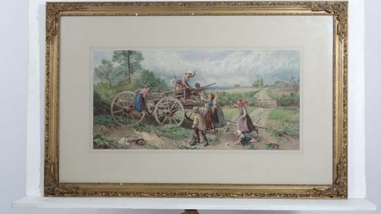 After Miles Birkett-Foster XIX
A pair of coloured lithographs
Children playing on a farm cart and - Image 6 of 7