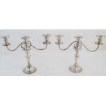A pair of silver plate twin branch candleabra 11 1/2" high  CONDITION: Please Note -  we do not make