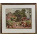 After Myles Birkett Foster (1825-1899)
Chromolithograph
Milk maid and farming scene
Labelled verso