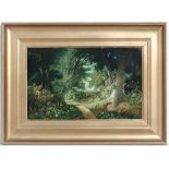 XX English School,
Oil on board,
A woodland path.
11 x 17 1/2"
 CONDITION: Please Note -  we do