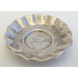 Chinese Export Silver : A late 19thC / early 20thC Chinese Export silver dish with engraved floral