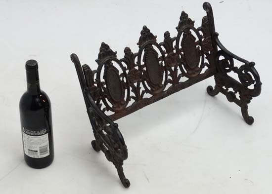 Garden and Agricultural : a miniature cast Iron Salesman's Sample of an ornate garden bench.  15 1/