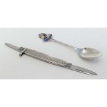 A silver handled folding double blade fruit / pen knife hallmarked Sheffield 1958  together with a