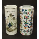 Two 19thC Chinese vases , to include a Chinese porcelain vase of hexagonal form decorated with