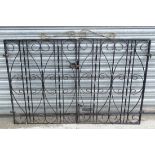 Garden and Architectural : a pair of painted wrought iron garden gates, each approximately 29 1/4
