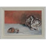 Gilda XX,
Oil on panel,
Kitten and two mice,
Signed lower right.
8 1/4 x 12 1/2" CONDITION: Please