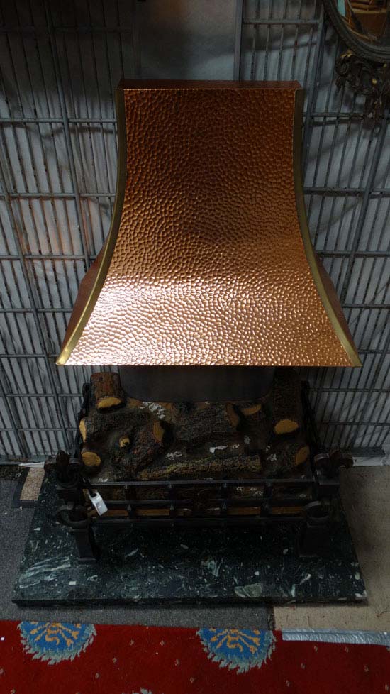 Electric fire with marble like base and copper hood  CONDITION: Please Note -  we do not make - Image 2 of 2