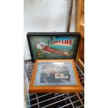 2 cased pictures/ shadow boxes (motor racing/ flying related)  CONDITION: Please Note -  we do not