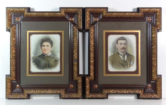 Frames : A pair of Kent framed late Victorian photograph portraits, each with mount 
Aperture of