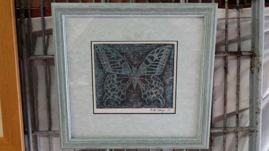 Betty Ebanja 1933
Coloured print
Butterfly
Signed in pencil ' B M Ebanja '95' lower right
Aperture 5