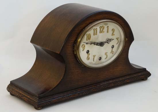 3 train Westminster Mantle clock : an ' AG Haller ' Westminster oak cased ovoid Napoleon Hat