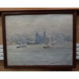 SAA 1927
Watercolour
' River Mersey' Liverpool 1927 showing the Liver Building and Ocean Liner