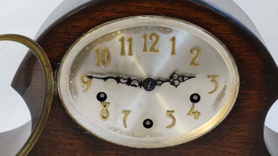 3 train Westminster Mantle clock : an ' AG Haller ' Westminster oak cased ovoid Napoleon Hat - Image 5 of 10