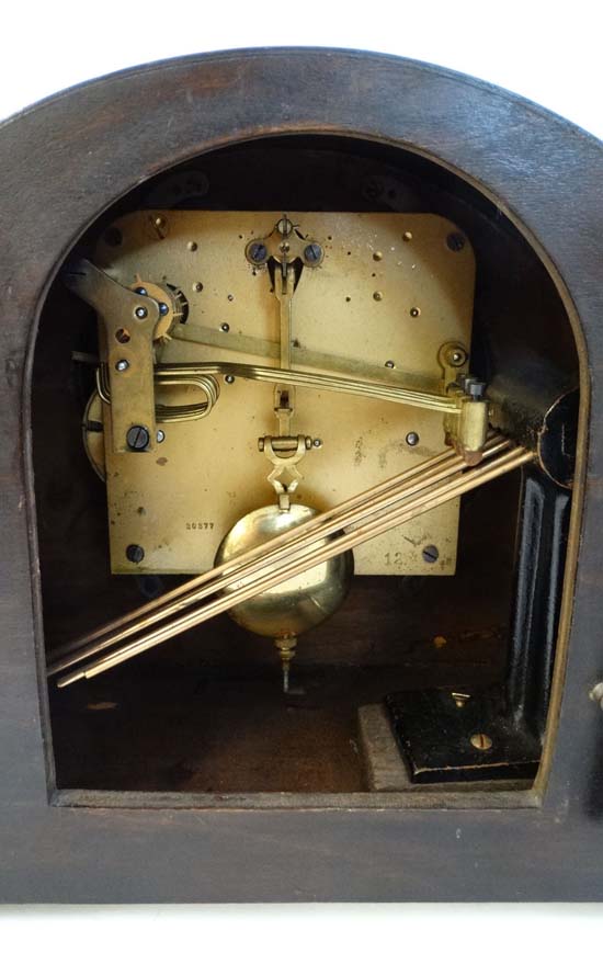 3 train Westminster Mantle clock : an ' AG Haller ' Westminster oak cased ovoid Napoleon Hat - Image 9 of 10