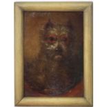 Canine School XIX,
Oil on canvas,
Portrait of a wire haired Terrier Dog,
9 1/6 x 6 5/8"