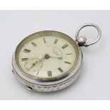 Silver Pocket Watch : a Chester Hall Marked Pocket Watch  with enamel dial signed ' J G Greaves ,