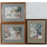 Edward Mobbs c.1986/7, Aylesbury,
Watercolours x 3,
Parson's Fee from Church Street , Pebble Lane