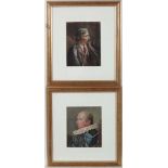 A.H.W. Early XX,
Pair watercolours,
Portrait of a bearded gentleman (artist?) and a seated