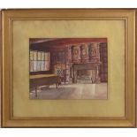 A F Findlay (c.1900),
Watercolour,
Interior of ' The Old Guildhall Lester ' ( Leicester ),
Signed