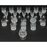 A quantity of 20 cut crystal glasses; to include 6 pedestal wine glasses 6 1/2'' high , 5 pedestal