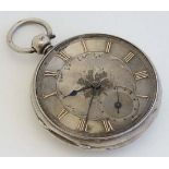 Pocketwatch : a HM silver pocket watch signed ' Geo Oates , Arurley ' ( near Leeds) with silver dial