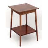 An Edwardian checker inlaid mahogany 2-tier occasional table 17 1/2" square x 28 1/4" high