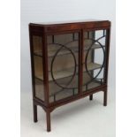 A circa 1900 mahogany 2-door astral glazed display case 41 1/2" wide x 48 1/2" high x 12 1/2"