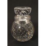 A c1938-1949 Whitefriars controlled bubble inkwell in flint , pattern 9053 designed by William