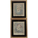 After F Bartolozzi 
A pair of coloured stipple engravings with Verre églomisé mounts and gilt frames