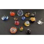 Glass Paperweights :   A collection of assorted paperweights to include ; Air inclusions, Swirl ,