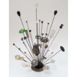 Hat pins: A collection of assorted hat pins including 2 by Charles Horner together with a silver