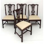 A set of 4 c.1900 mahogany Chippendale style dining chairs with drop in seats 37 1/2" high