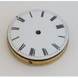 A Pocket Watch Quarter Repeater movement striking on 2 chimes with enamel dial and hinged movement